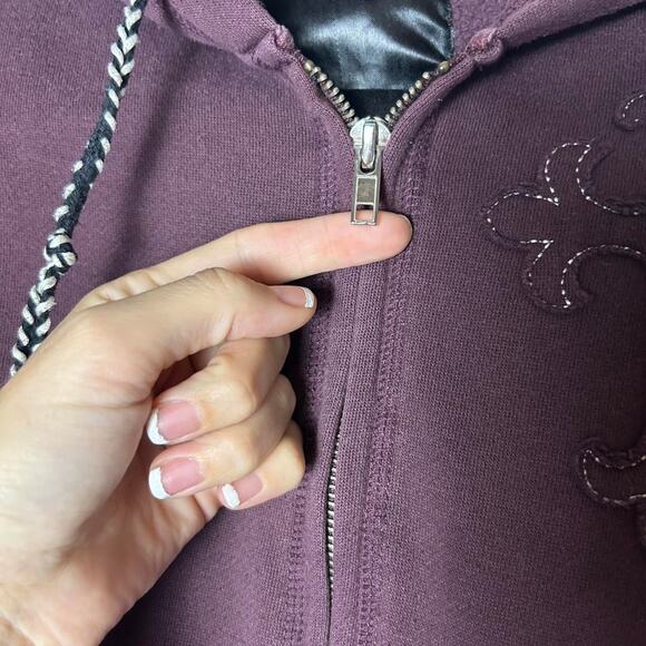 Affliction style purple angel wing studded zip up size large - Picture 5 of 5